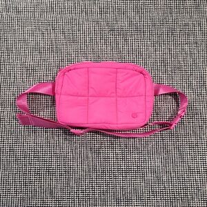 Apana Hot Pink Quilted Crossbody Belt Bag